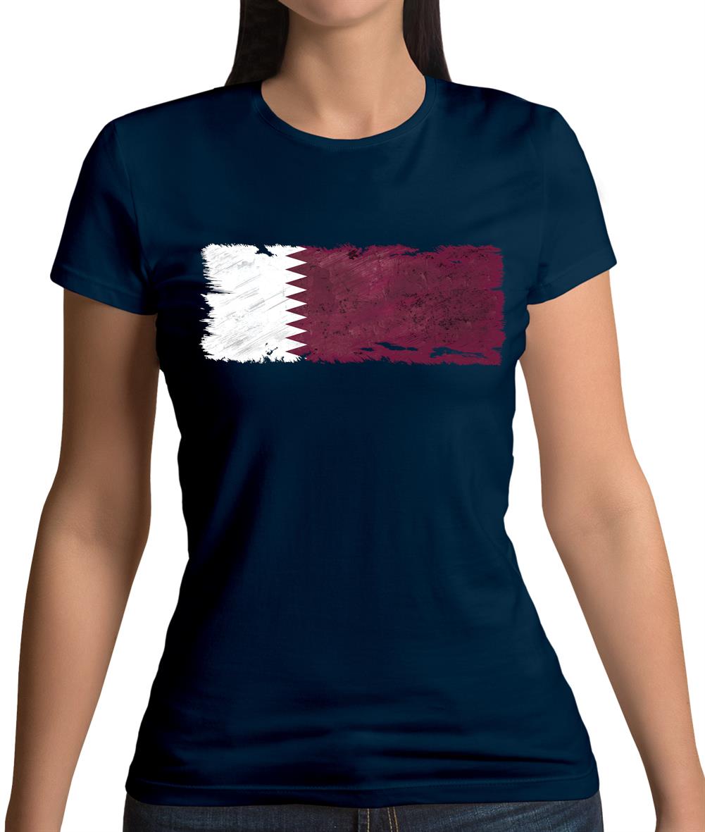 Qatar Grunge Style Flag Womens T-Shirt