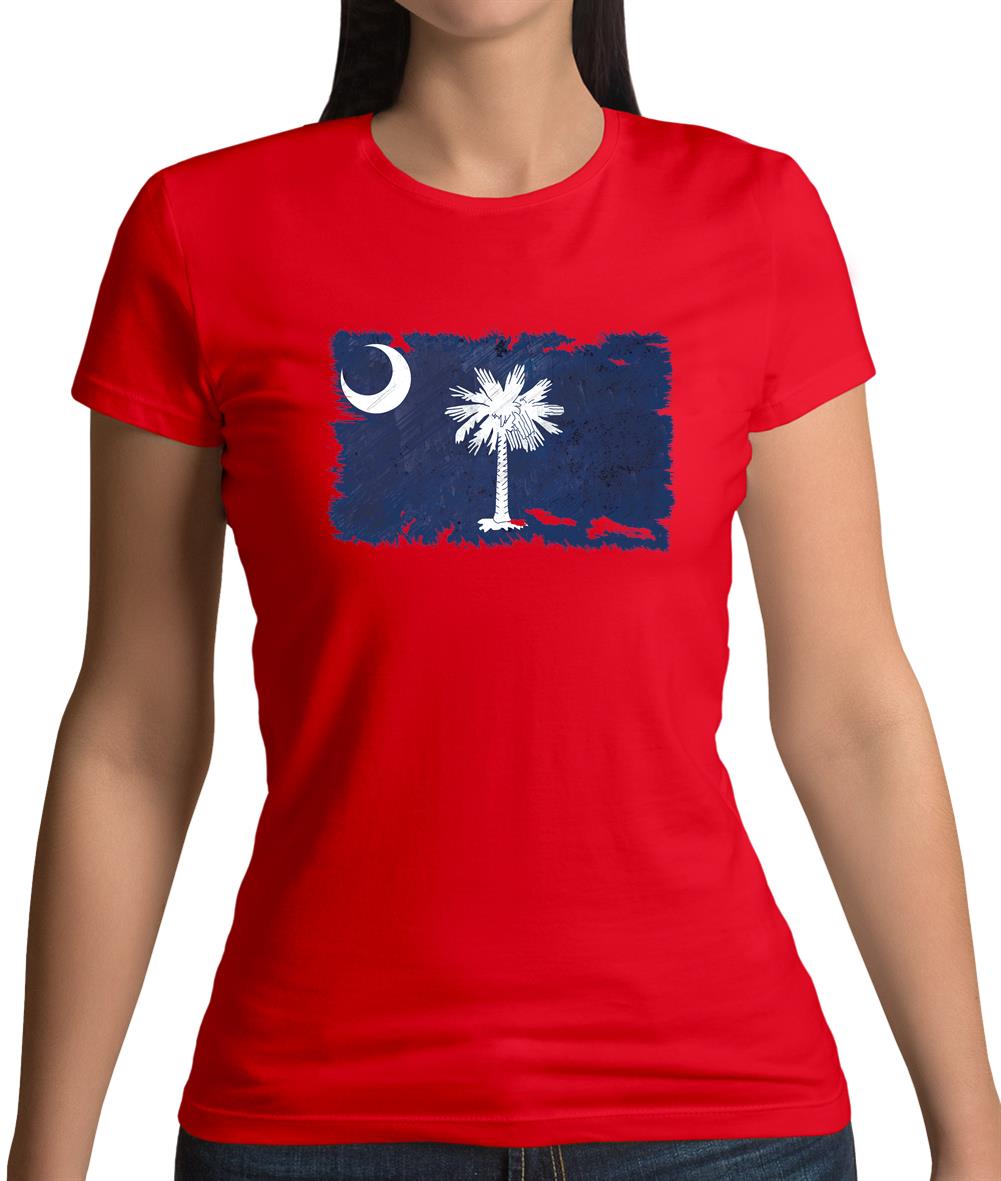 South Carolina Grunge Style Flag Womens T-Shirt