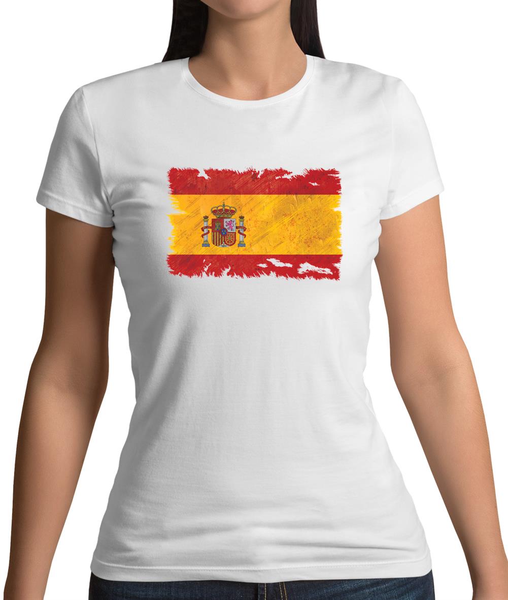 Spain Grunge Style Flag Womens T-Shirt