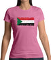 Sudan Grunge Style Flag Womens T-Shirt