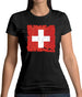 Switzerland Grunge Style Flag Womens T-Shirt