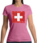 Switzerland Grunge Style Flag Womens T-Shirt