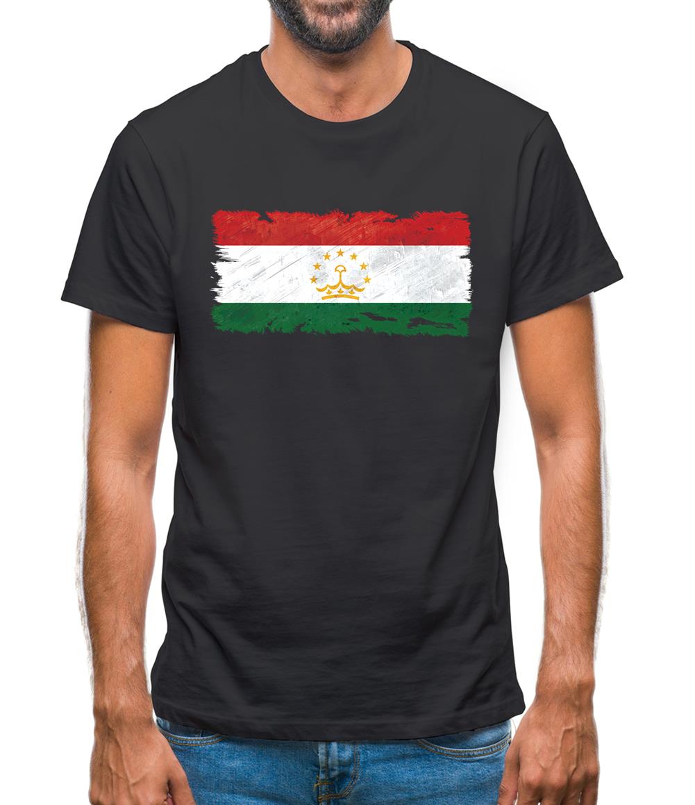 Tajikistan Grunge Style Flag Mens T-Shirt