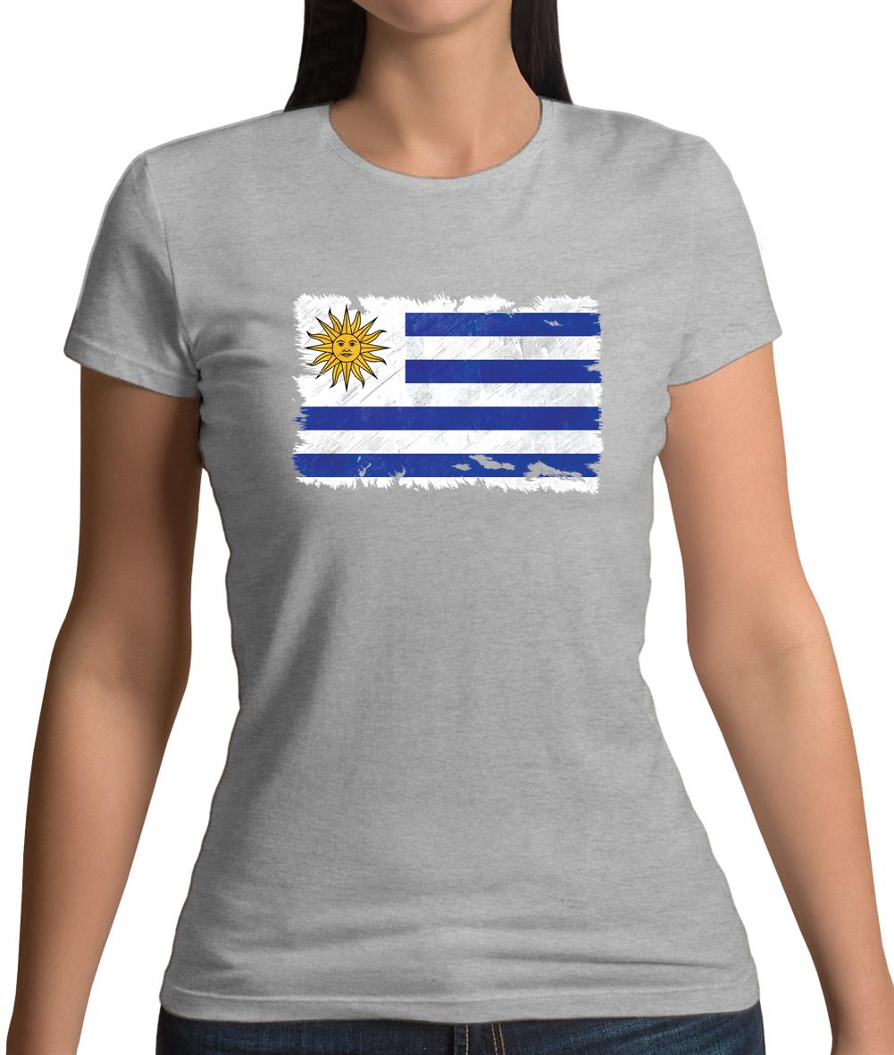 Uruguay Grunge Style Flag Womens T-Shirt